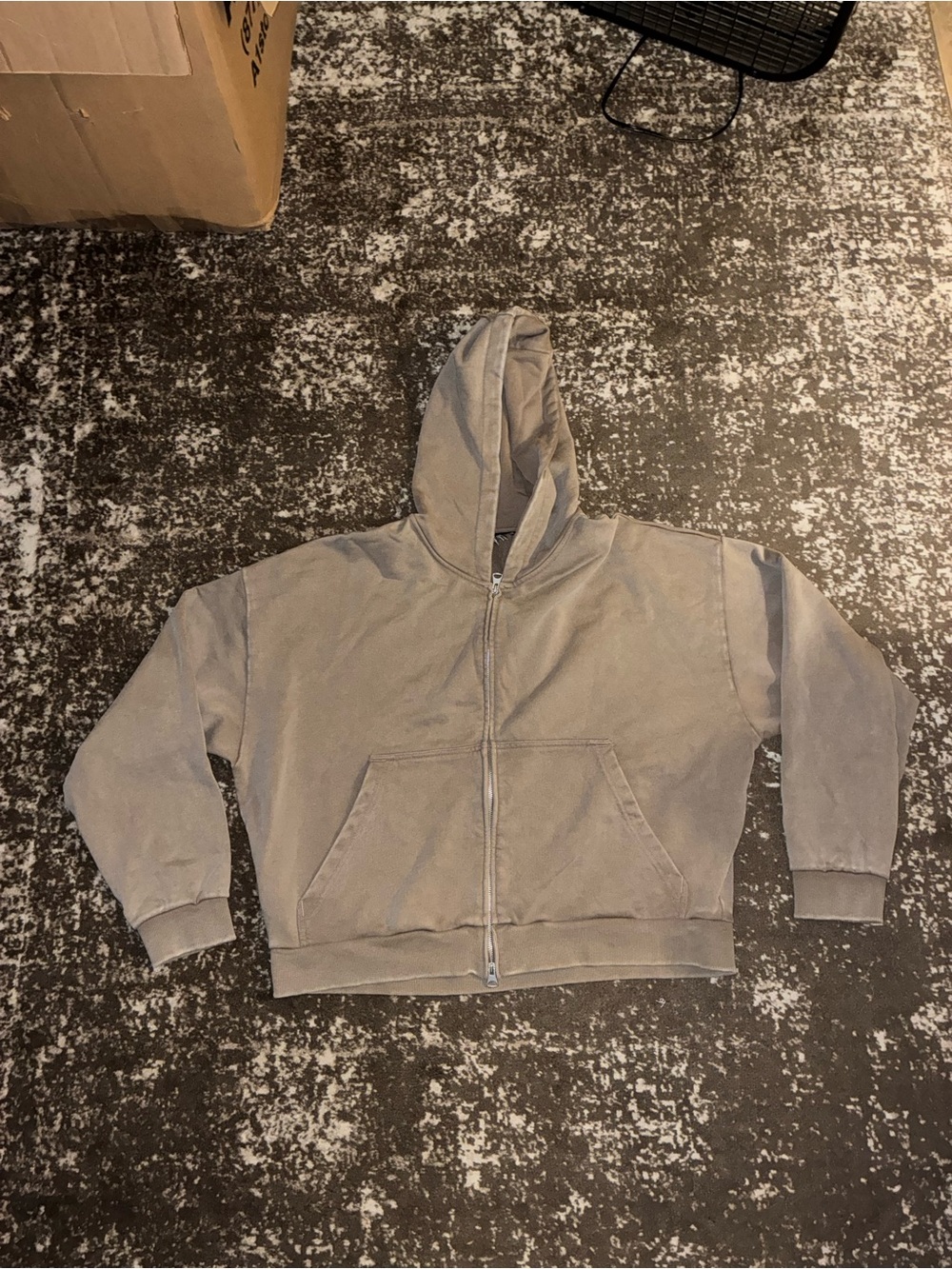 H&M Heavyweight Neutral Gray Double Zipper Full-Zip Cotton Hoodie